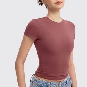 Pumiey Mauve Double Lined Pink Short Sleeve Size S